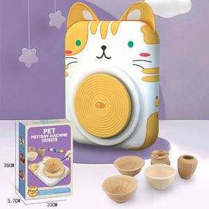 Samtoy创意游戏迷你陶轮玩具风干粘土陶艺套装工艺品儿童猫陶瓷陶艺机 - Product Image 2
