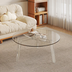 NKAHS Durable Modern Light Luxury <b>Small</b> Round Coffee <b>Table</b> <b>Wood</b> Minimalist Transparent Living Room Apartment & Hotel Designer - Product Image 5