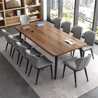Table de conférence carrée moderne de haute qualité, solide et de grande taille, avec chaises assorties, pieds en acier inoxydable anti-corrosion, table à six pieds