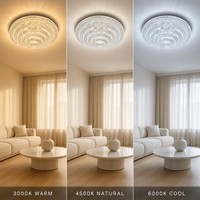 Plafonnier encastré grand format 500 mm, longue durée de vie, 3 modes de couleur, moteur silencieux, installation facile, luminaire de plafond en cristal pour grandes pièces