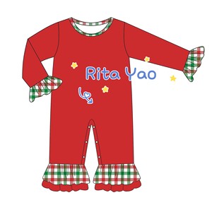 Set di abbigliamento natalizio per bambini e neonati in cotone rosso blu a quadretti abbinati Leggings da bambina Set di pantaloni per ragazzi - Product Image 5