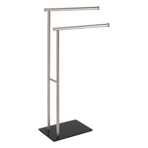 Portasciugamani a doppio livello in metallo da terra, organizer per bagno, <span class=keywords><strong>porta</strong></span> abiti e borse, con base in acrilico - Product Image 4