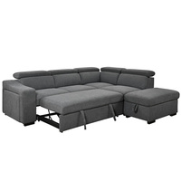Canapé-lit en tissu en forme de L, style européen, deux places, rembourrage en éponge, durable, facile à nettoyer, écologique, avec porte-gobelets, pour hôtel, centre commercial, salon
