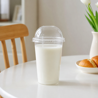Juego de Vasos de PP de 90 mm con Tapa de Domo, 13.5, 17, 20, 24 oz, Grado Alimenticio, para Café, Jugos, Cafetería, OEM, ODM, Directo de Fábrica