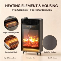 Cheminée électrique transfrontalière à chauffage rapide avec thermostat réglable, télécommande, commande vocale intelligente et humidification