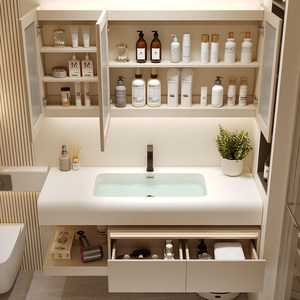 Modern Eco-Friendly Water Resistant Bathroom Vanity Unit Integrated Toilet Ceramic Wash Basin Smart Mirror Wall-Mounted Cabinet - Product Image 4