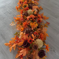 Guirlande artificielle en soie de 2 m, marron automnal et orange, pour arche de mariage, décoration de scène en T, vitrine et arrangement floral