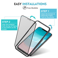 Lot de 3 protections d'écran anti-espion pour iPhone 14 15 16 en verre trempé avec cadre d'alignement pour installation facile