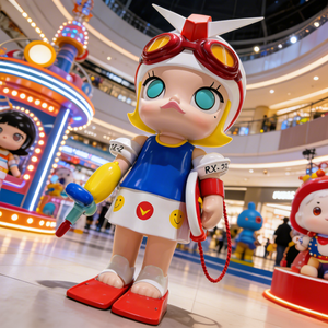 Sculpture de fille de dessin animé 3D en résine personnalisée avec casque et <span class=keywords><strong>pistolet</strong></span> à eau pour cadeau d'entreprise, centre commercial et exposition IP - Product Image 1