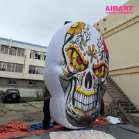 Mur géant gonflable en forme de crâne de sucre pour Halloween, grand toile de fond coloré en forme de crâne pour événements festifs et décoration de maison hantée