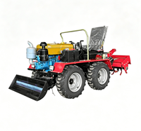 Mini Tractor Agrícola Compacto de 4 Ruedas Multifuncional para Pequeñas Granjas y Huertos, con Opciones de Cultivador Rotatorio y Zanjadora