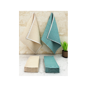 Serviettes de cuisine à rayures grises brodées en coton 100% à séchage rapide faites à la main, réutilisables et abordables, parfaites pour les chefs et les cuisines occupées - Product Image 2