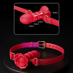 Dildo de Profundidad Ajustable con Forma de Rosa, Mordaza de Bola de Boca Abierta, Juguetes <span class=keywords><strong>Sexuales</strong></span> Fetichistas SM para Mujeres y Hombres, Juguetes <span class=keywords><strong>Sexuales</strong></span> para Adultos, Juguetes de Restricción BDSM - Product Image 5