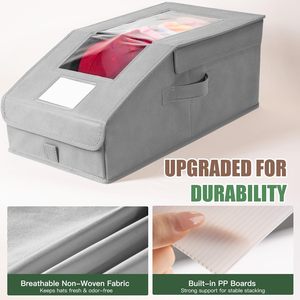 Large Stackable Hat Organizer for Baseball Caps Clear Window Holds 28 Caps Foldable Hat Storage <b>Box</b> for Closet <b>Shelf</b> Storage - Product Image 3