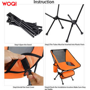 Chaise pliante de camping Woqi, tissu Oxford orange, structure en aluminium, chaise longue de jardin avec porte-gobelet et sac de rangement - Product Image 5