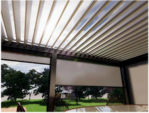 원격 제어 정원 건물을 위한 주문을 받아서 만들어진 옥외 수직 하락 차일 똑똑한 방풍 Ziptrack 롤러 블라인드 - Product Image 5