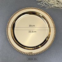 Plateau de service rond en métal doré de style classique, durable, pour mariage, restaurant, bar, 10 pièces