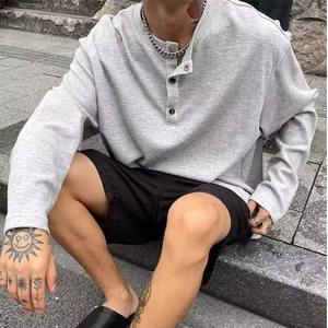 Cross-Border Spring Autumn Hooded <b>Sweatshirt</b> Long Sleeve Stand Printed Corduroy Men's Trendy Loose Casual American <b>Retro</b> Button - Product Image 6