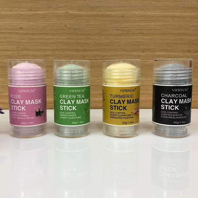 Пользовательская черная зеленая розовая глиняная маска палочка розовый зеленый чай куркума бамбуковый уголь маска для лица глина