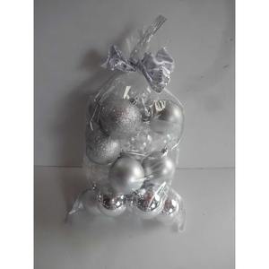 ENSEMBLE DE 20 BOLLES EN PLASTIQUE ARGENTÉ CRÈME, DIAM. 6CM - Product Image 1