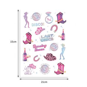 ของชำร่วยงานปาร์ตี้สละโสดสไตล์คาวเกิร์ล ลายสักชั่วคราวแบบฟอยล์สีรุ้งธีมดิสโก้ - Product Image 3