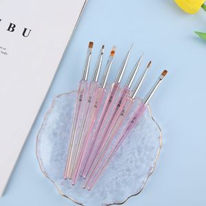 Ensemble de stylos à ongles en acrylique rose avec poignée, pinceaux plats ovales en nylon pour la décoration des ongles en gel, outil de manucure pour le traçage et la peinture - Product Image 2