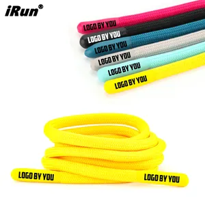Cordones y cordones de poliéster iRun, logotipo de impresión personalizado, puntas de inmersión de silicona, Sudadera con capucha, cordones redondos para zapatillas