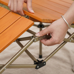 Multifunction Folding Picnic <b>Table</b> Outdoor <b>Camping</b> Set Wood-grain Color Long <b>Table</b> 4 Chairs with <b>Storage</b> Bag - Product Image 5