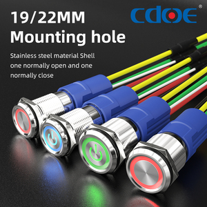 22mm 48v 푸시 버튼 녹색 Led 10a 고전류 산업용 RGB 켜기 순간 푸시 버튼 스위치 - Product Image 2