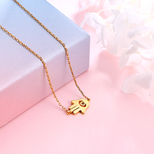 Collar de mano de <span class=keywords><strong>hamsa</strong></span> Fátima, joyería pequeña, amuleto, chapado en oro, plata de ley 925 - Product Image 4