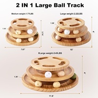 Juguete de Bolas de Bambú para Gatos con Rompecabezas en la Parte Superior, Torre de Bolas Giratoria Interactiva para Ejercicio de Gatitos en Interiores