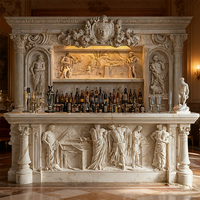 Comptoir de bar en marbre européen sculpté à la main, antique, durable, pour usage extérieur, couleur et taille personnalisables