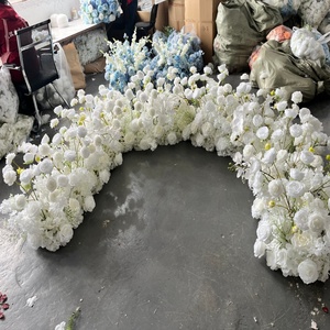 Chemin de table en fleurs artificielles blanches D-FR173, très demandé, pour mariage, décoration de luxe, en soie. - Product Image 1