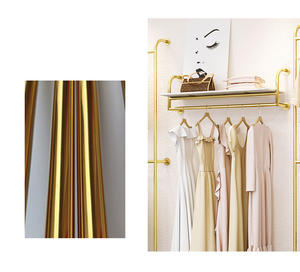 מסחרי 2 שכבה בגדים מתלה זהב צינור בגדים מתלה נירוסטה בד <span class=keywords><strong>Stand</strong></span> מדף תצוגת קיר רכוב - Product Image 6