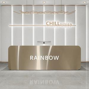 Mostrador de Recepción Dorado para Salón de Belleza, Mueble de Salón Curvo de Esquina, Mostrador de Recepción Pequeño, Mostrador de Recepción, Barra de Recepción - Product Image 4