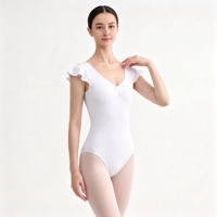 Justaucorps de danse pour femmes avec logo et couleurs personnalisées, manches à volants, pour l'entraînement de ballet