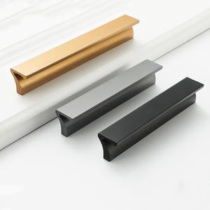 Armoire de cuisine longue en cuivre brossé armoire commode 7 cadres en alliage d'aluminium poignée de tiroir sexe opposé tirer poignée de placard - Product Image 3