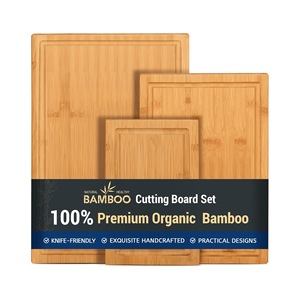 Ensemble de planches à découper en bambou 3 pièces, qualité supérieure, organique, respectueux des lames de couteau, blocs de découpe pour la cuisine - Product Image 1