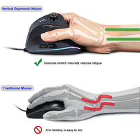Souris de jeu verticale C-18, souris filaire ergonomique RGB, joystick USB, souris de jeu programmable pour PC, joueurs sur ordinateur