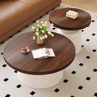 Table basse ronde nordique moderne avec plateau en bois massif et structure en métal pour la maison ou l'hôtel/villa, ensemble de meubles élégants pour le salon