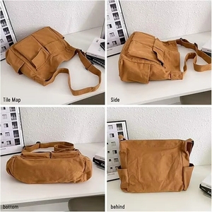 Custom Crossbody <b>Bag</b> for Men <b>Large</b> Capacity <b>Canvas</b> Shoulder Solid Leisure Women's Messenger Travel Tote with logo - Product Image 3