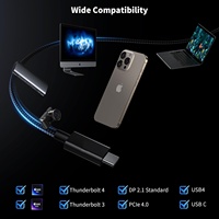 Câble de données toutes fonctions Thunderbolt 5 0.5M 1M 2M Charge rapide PD 240W 16K 60Hz Sortie vidéo 80Gbps Câble USB C vers USB C TB5