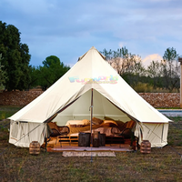 Lona al aire libre impermeable algodón lona campana tienda familia caliente Tente De Camping Yurt tienda con estufa