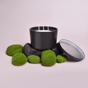 Scented <b>Candle</b> Extra <b>Large</b> Black Glass Three Wick Home Decoration Gift Soybean Mixed Wax - Product Image 1