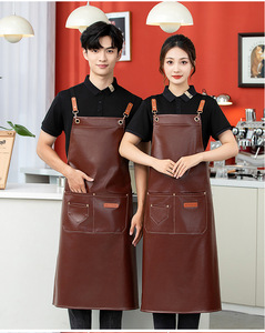 ผ้ากันเปื้อนแบบยาวกันน้ำ ทำจากหนัง PU นุ่ม ลายทวิล พร้อมสายคล้องคอ ใช้ได้ทั้งชายและหญิง เหมาะสำหรับใช้ในครัวและร้านอาหาร - Product Image 2