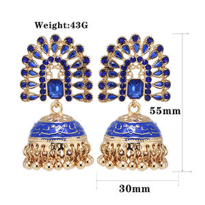 Bijoux pour femmes Jumka Bollywood Kundan traditionnel Jhumka indien plaqué or émail cloches pendantes gland boucles d'oreilles pour femmes - Product Image 3