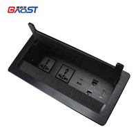 2 prises de courant universelles AC, USB-C PD 65W, charge rapide, port réseau RJ45 intégré, prise de table de conférence dissimulée