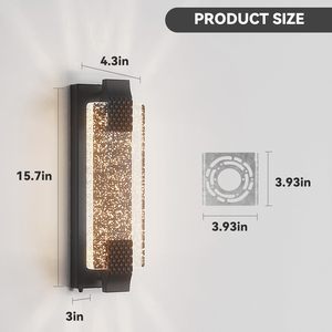 Applique murale extérieure moderne noire du crépuscule à l'aube, 15,7 pouces, LED, étanche, pour porte, couloir, patio, cour - Product Image 6