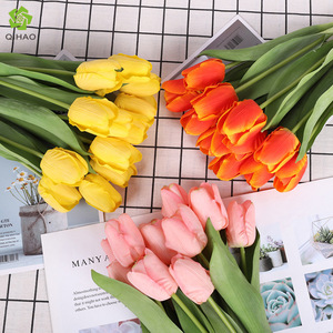 Fleurs de tulipes artificielles au toucher naturel, décoratives, en plastique, décoration de la maison, cadeau de mariage QH0154 - Product Image 1
