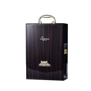 Oem Custom Logo Red Gift Boxes Luxury Wine Glass Bottle Packaging Baking paint Double mounting Wine Box